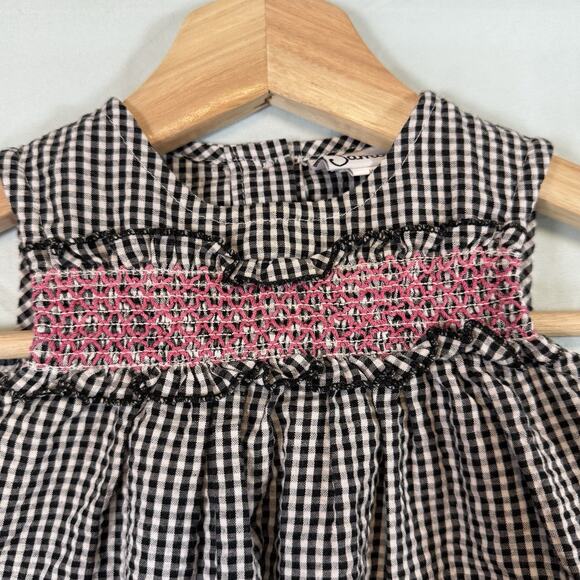 Samara VTG Baby Girl 3 Months Monkey Seersucker Smocked Sun Dress Pink Black 2PC - Picture 4 of 9